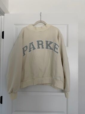 PARKE Cream Crewneck Sweatshirt with Pale Gray Logo